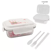 安妮兔 玻璃保鮮盒附餐具(櫻花)650ml UP-E063