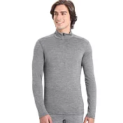 【紐西蘭Icebreaker】男 Oasis 素色半開襟長袖上衣-BF200 S 麻灰