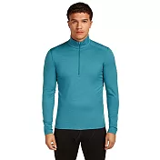 【紐西蘭Icebreaker】男 Oasis 素色半開襟長袖上衣-BF200 S 湖水藍