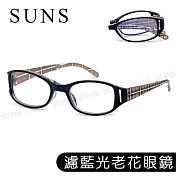 高機能折疊老花眼鏡 英倫格紋風 濾藍光老花眼鏡 高硬度耐磨鏡片 配戴清晰 100度