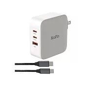 KooPin 100W 氮化鎵 PD+QC 三孔充電器組合包 快充頭 含線 -白色