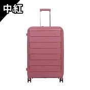 KANGOL - 英國袋鼠24吋輕量耐磨雙格層箱體可擴充升級版PP行李箱-多色可選 中紅