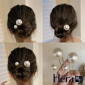 【Hera赫拉】古典風珍珠盤髮髮簪 L111051108 兩入組(大+小)