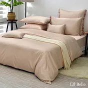 (網路獨家)義大利La Belle《翩翩絮羽-香檳金》加大天絲棉四件式被套床包組