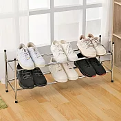 【H&R安室家】台製簡約風可堆疊伸縮雙層收納鞋架 鞋收納 SH121