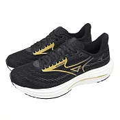 Mizuno 慢跑鞋 Wave Rider 29 男鞋 黑 金 波浪片 運動鞋 美津濃 J1GC2503-55