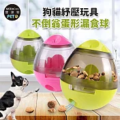 摩達客寵物-狗貓紓壓玩具不倒翁蛋形漏食球-綠色_寵物防暴食趣味