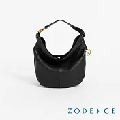 ZODENCE HECATE義大利植鞣革商務休閒可斜背手提桶包 深邃黑