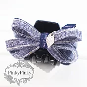 【PinkyPinky Boutique】百搭灰調 多層蝴蝶結抓夾 鯊魚夾 公主頭夾 (藍色)