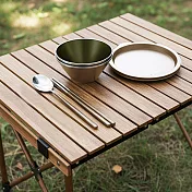 仙德曼雙層304不鏽鋼笠形湯碗-附蓋-20cm-2入-霧沙+316不鏽鋼餐具組-4套入