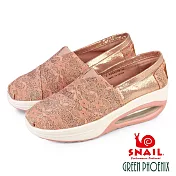 【SNAIL蝸牛】女 休閒鞋 氣墊鞋 懶人鞋 便鞋 厚底 輕量 彈力 EU35 粉紅色