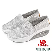 【SNAIL蝸牛】女 休閒鞋 氣墊鞋 懶人鞋 便鞋 厚底 輕量 彈力 EU35 銀色