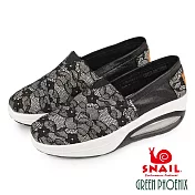 【SNAIL蝸牛】女 休閒鞋 氣墊鞋 懶人鞋 便鞋 厚底 輕量 彈力 EU35 黑色