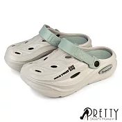 【Pretty】男 洞洞鞋 雨鞋 穆勒鞋 布希鞋 涼拖鞋 兩穿 防水 輕量 厚底 JP26 灰色
