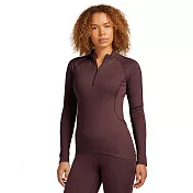 【紐西蘭Icebreaker】女 Polar MerinoFine™ 超細緻羊毛半開襟長袖上衣(15.5微米)-300 S 深紅棕