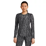 【紐西蘭Icebreaker】女 Vertex 圓領長袖上衣(雪痕線條)-260 S 黑/雪白