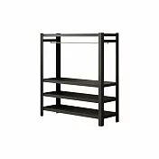 【好氣氛家居】加厚承重可調高度掛桿衣物置物層架/四層掛衣款.兩色可選 黑色