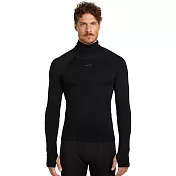 【紐西蘭Icebreaker】男 Polar MerinoFine™ 超細緻羊毛半蒙面高領長袖上衣(15.5微米)-300 S 黑色