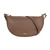 BURBERRY 金字燙印Logo 牛皮半月形斜背包 (土棕色)