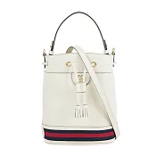 GUCCI Ophidia 藍紅織帶皮革小款水桶包/斜背包 (白色)