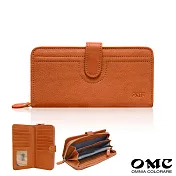 【OMC】水洗植鞣革舌扣拉鍊手拿包長夾93110