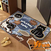 【iSFun】吸水珪藻土 浴室廚房軟地墊50x80cm/牛仔小貓 牛仔小貓