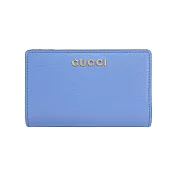 GUCCI 金字Logo 拉鍊零錢袋暗釦二折中夾 (藍紫色)