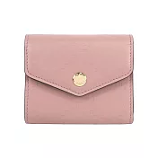 GUCCI GG Logo 牛皮壓紋釦式三折短夾 (玫瑰粉)