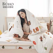 《BUHO》極柔暖法蘭絨5尺雙人床包+舖棉暖暖被(150x200cm)四件組 《雪町聖日》