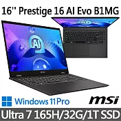 msi微星 Prestige 16 AI Evo B1MG-061TW 16吋 商務筆電 (Ultra 7 165H/32G/1T SSD/Win11Pro/灰)