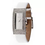 DKNY 典雅晶鑽時尚腕錶-銀X白