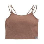 日系韓風 PEACH JOHN x LECIEN 聯名款 細肩帶半截式Bra top 甜酷風露臍短版-13728474 M 摩卡棕