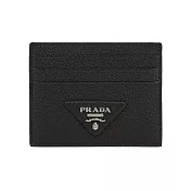 PRADA 縫線三角Logo 6卡名片夾/卡片夾 (黑色)