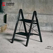 【日本天馬】輕量鋁合金二步寬踏梯/折疊梯(窄型款)- 時尚黑