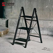【日本天馬】輕量鋁合金三步寬踏梯/折疊梯(窄型款)- 時尚黑