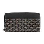 GOYARD 經典圖紋拼皮革ㄇ形拉鍊長夾_展示品 (黑色)