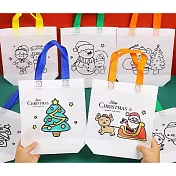 子玄 聖誕彩繪袋 5個隨機 聖誕提袋 聖誕塗鴉手提袋5個一組 聖誕塗鴉袋