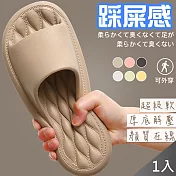 【QiMart】踩屎感菱格紋厚底防水止滑拖鞋(B款)-1入 柔嫩粉M