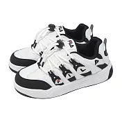 Fila 休閒鞋 Salute 女鞋 白 黑 抽繩 拼接 斐樂 運動鞋 5C936Z101