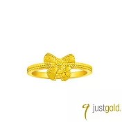 【Just Gold 鎮金店】格紋蝶語 黃金戒指 港圍  11  金色