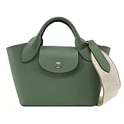 LONGCHAMP ÉPURE系列滑面牛皮手提/斜背兩用包(迷你) 奧勒岡綠