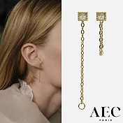 AEC PARIS 巴黎品牌 切割單鑽耳環 簡約金鍊耳環 Studs Bala ?toil?e 公主