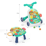 【Kikimmy】五合一聲光益智成長型玩具(搖搖馬/學步車/滑步車/滑板車/學習桌)- 綠