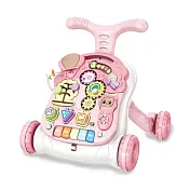 【Kikimmy】寶寶三合一音樂助步車(聲光遊戲盤+遊戲桌+學步車)- 粉