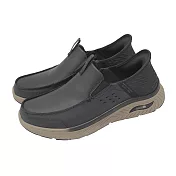 Skechers 休閒鞋 Arch Fit Crosser Slip-Ins 男鞋 黑 棕 支撐 緩衝 運動鞋 205342BLK