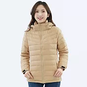 【遊遍天下】女款顯瘦中長版防潑水防風保暖羽絨外套(GJ22052) 2XL 卡其