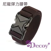 【Decoy】耐磨尼龍 男士時尚插扣彈力腰帶/咖啡色 咖啡色