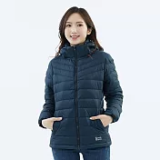 【遊遍天下】女款顯瘦中長版防潑水防風保暖羽絨外套(GJ22052) M 丈青