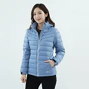 【遊遍天下】女款顯瘦中長版防潑水防風保暖羽絨外套(GJ22052) L 灰藍