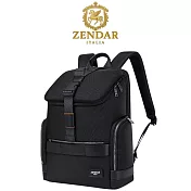 【ZENDAR】台灣總代理 限量3折 頂級高彈性防潑水商務休閒電腦後背包 米洛系列 全新專櫃展示品(黑色 男包)